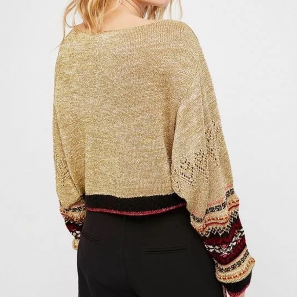 Host Pick Free People Gold Knit Sweater - Picture 3 of 7